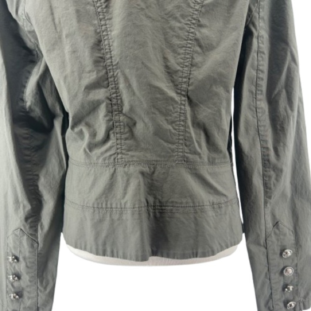 INC International Concepts Olive Green Zip Up Faux Button Military Jacket READ - Picture 10 of 13